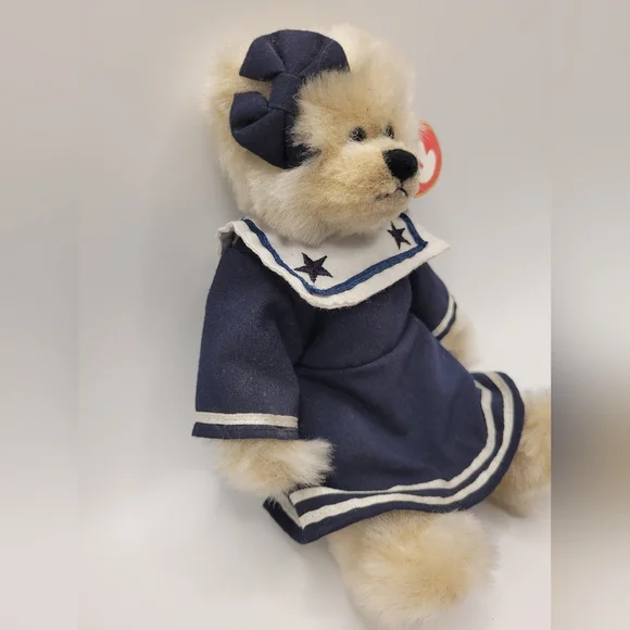 Ty Beanie Baby "Breezy" Blue and Cream Sailor Plush Toy 1993 Excellent Condition - Picture 3 of 6